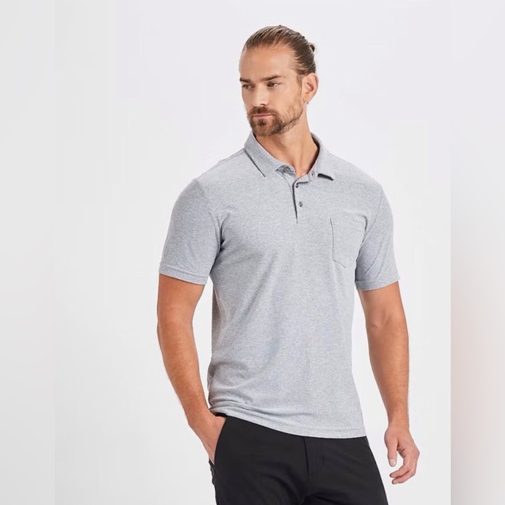 Vuori Mens Ace Polo Shirt Light Grey Size Medium